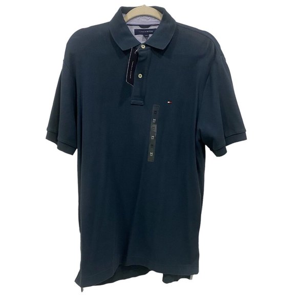 TOMMY HILFIGER Men's Short Sleeve 100% Cotton MIDNIGHT NAVY Blue Polo MEDIUM NWT - Picture 1 of 9